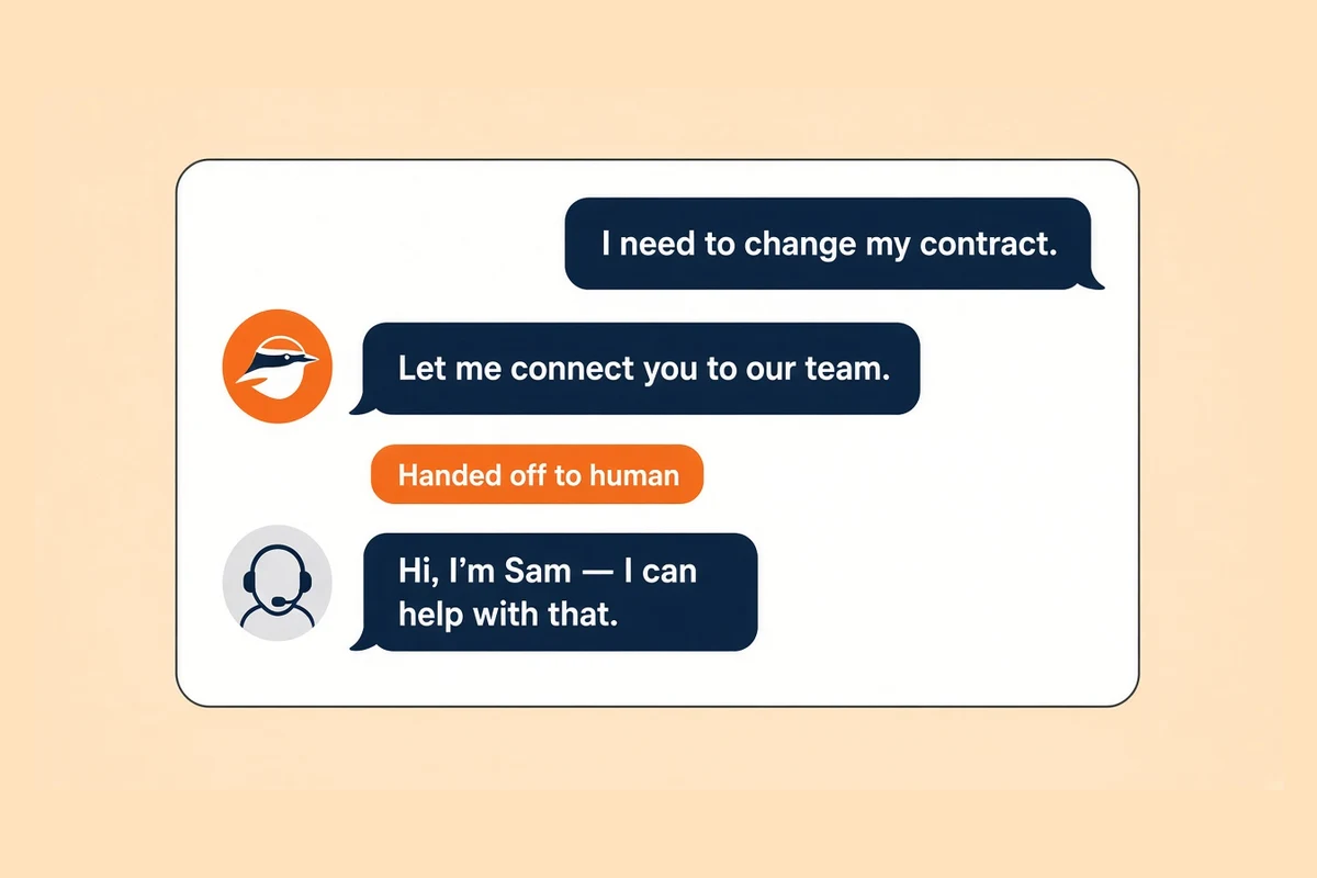 AI agent handing a conversation to a human teammate